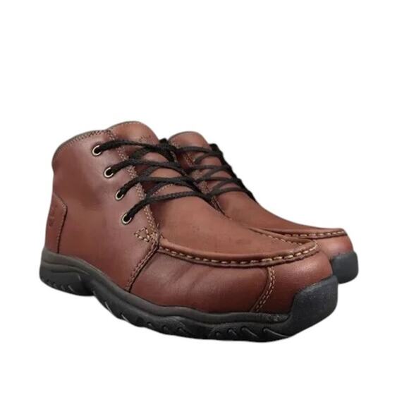 Timberland Shoes Womens 6 Chukka Boot Moc Toe Lace Up Leather Comfort Work Brown - Picture 1 of 15